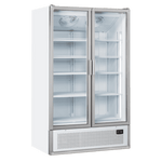 Cool Head TKG 1200 Displaykyl i vit och rostfri design med flera hyllplan.