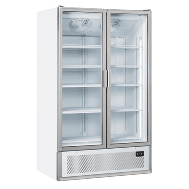 Cool Head TKG 1200 Displaykyl i vit och rostfri design med flera hyllplan.