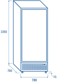 Cool Head TKG 710 Displaykyl med mått 2202x780x706 mm