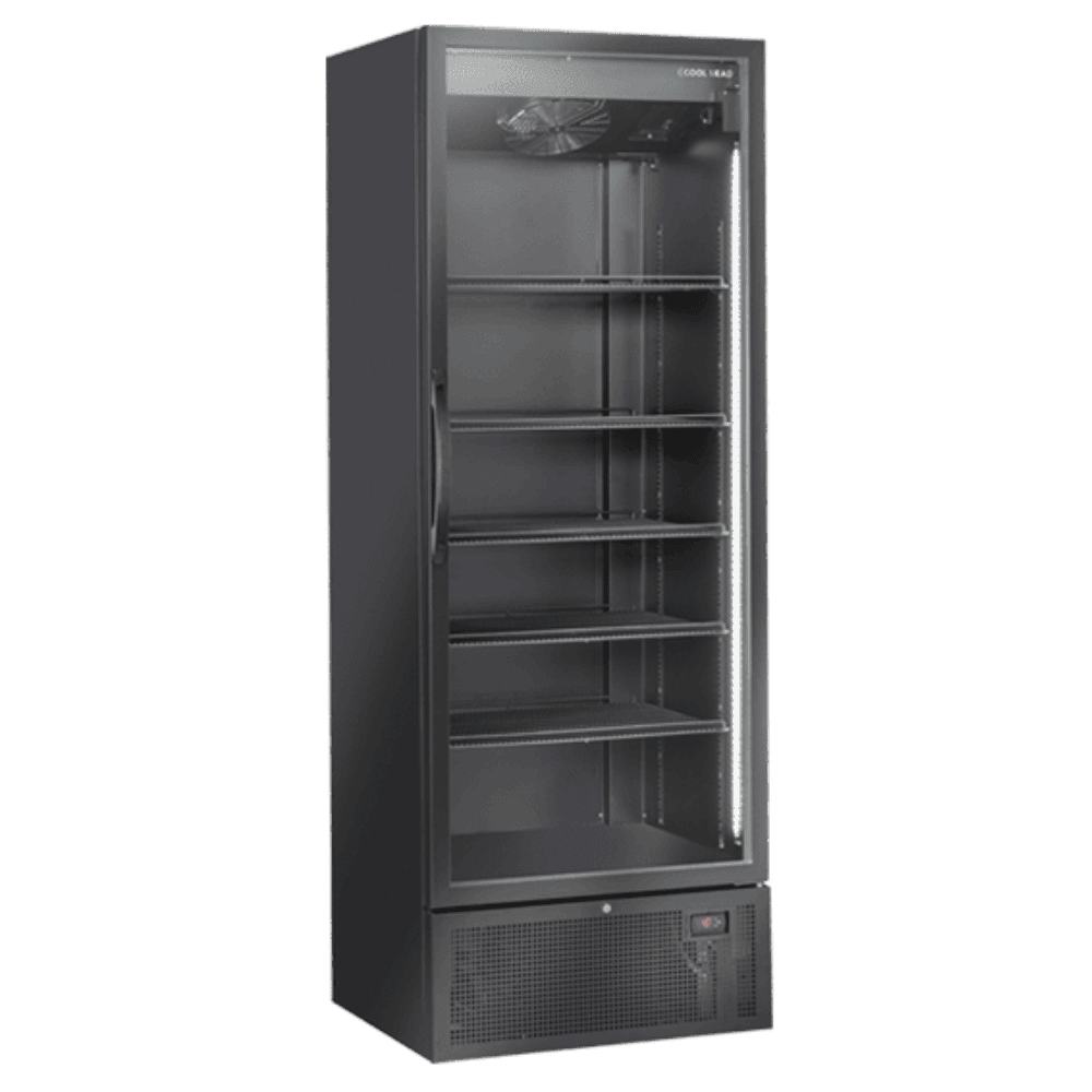 Svart Cool Head TKG 710 Displaykyl med glashyllor