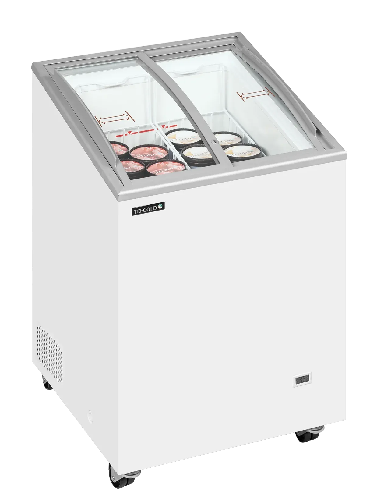 Tefcold IC101SCEB Frysbox fylld med glassförpackningar