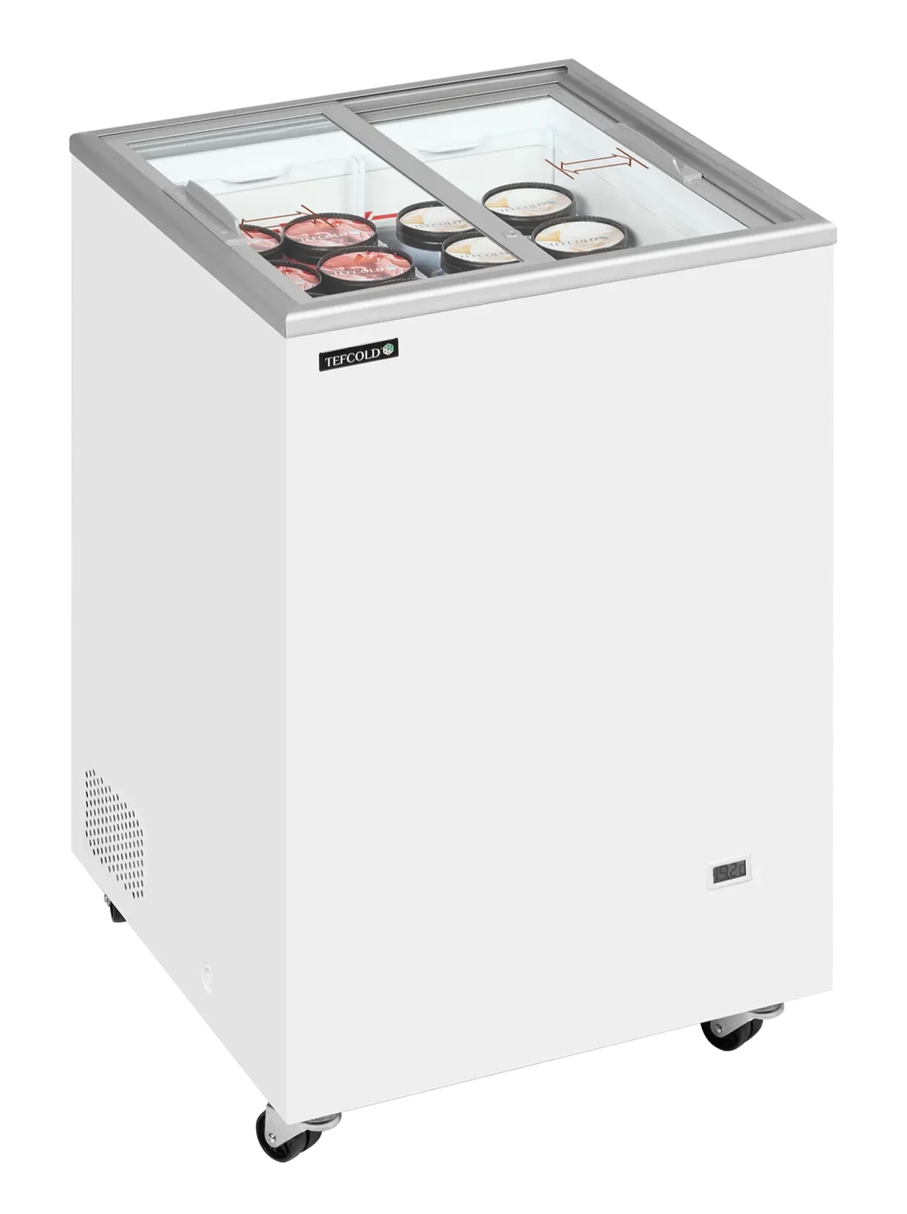 Fylld Tefcold IC101SC Frysbox med olika glassorter