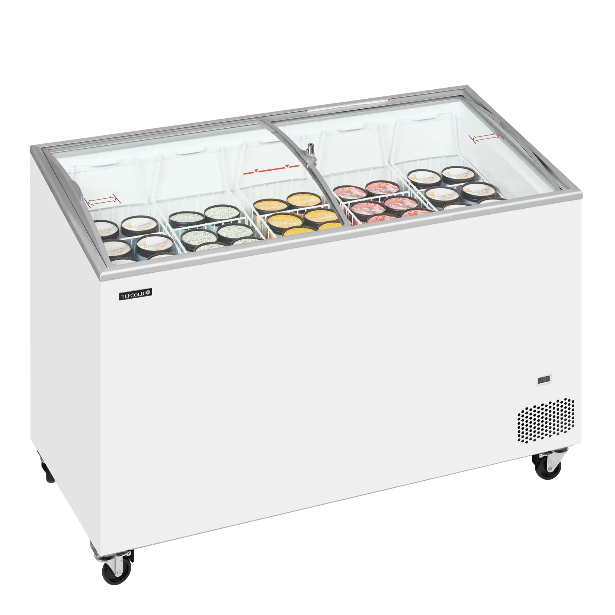 Översiktsvy av Tefcold IC401SCEB Frysbox med innehåll