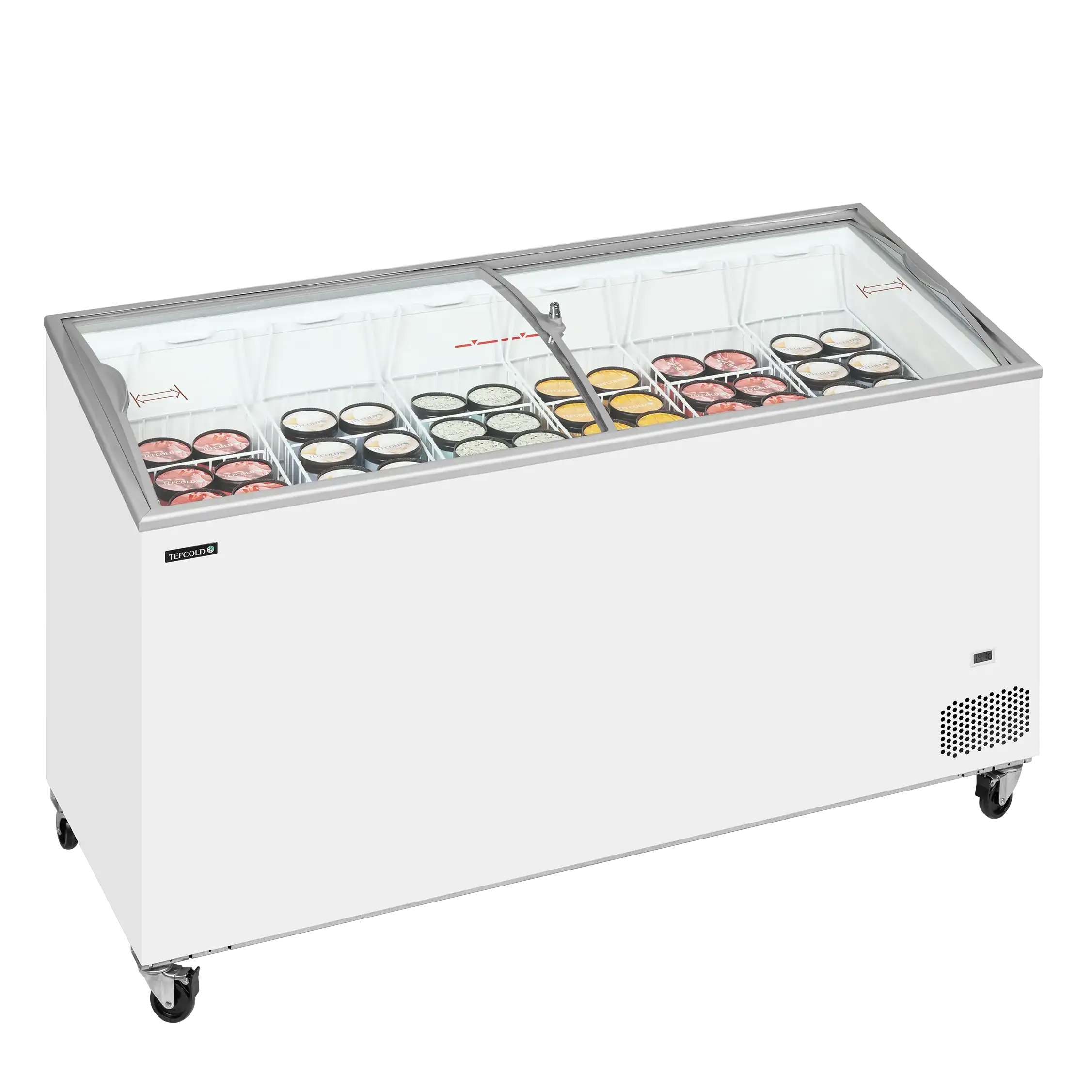 Översiktsvy av Tefcold IC501SCEB Frysbox med innehåll