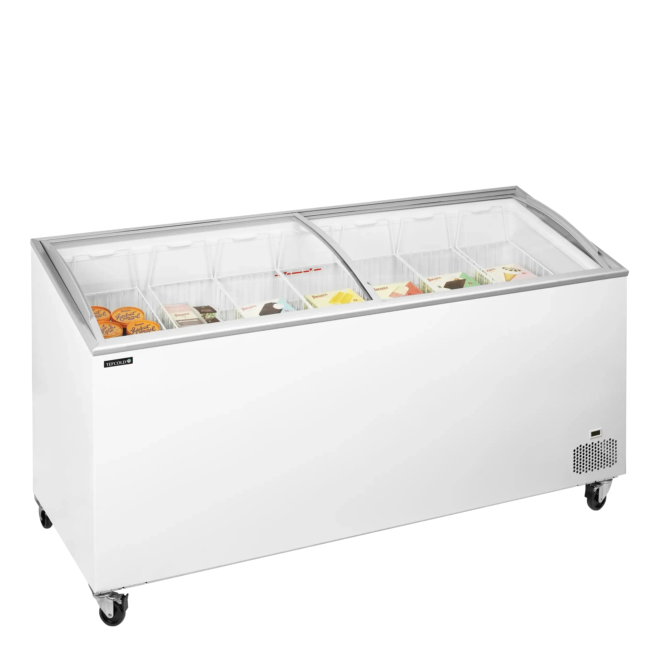 Tefcold IC551SCEB Frysbox fylld med glass och frysta varor