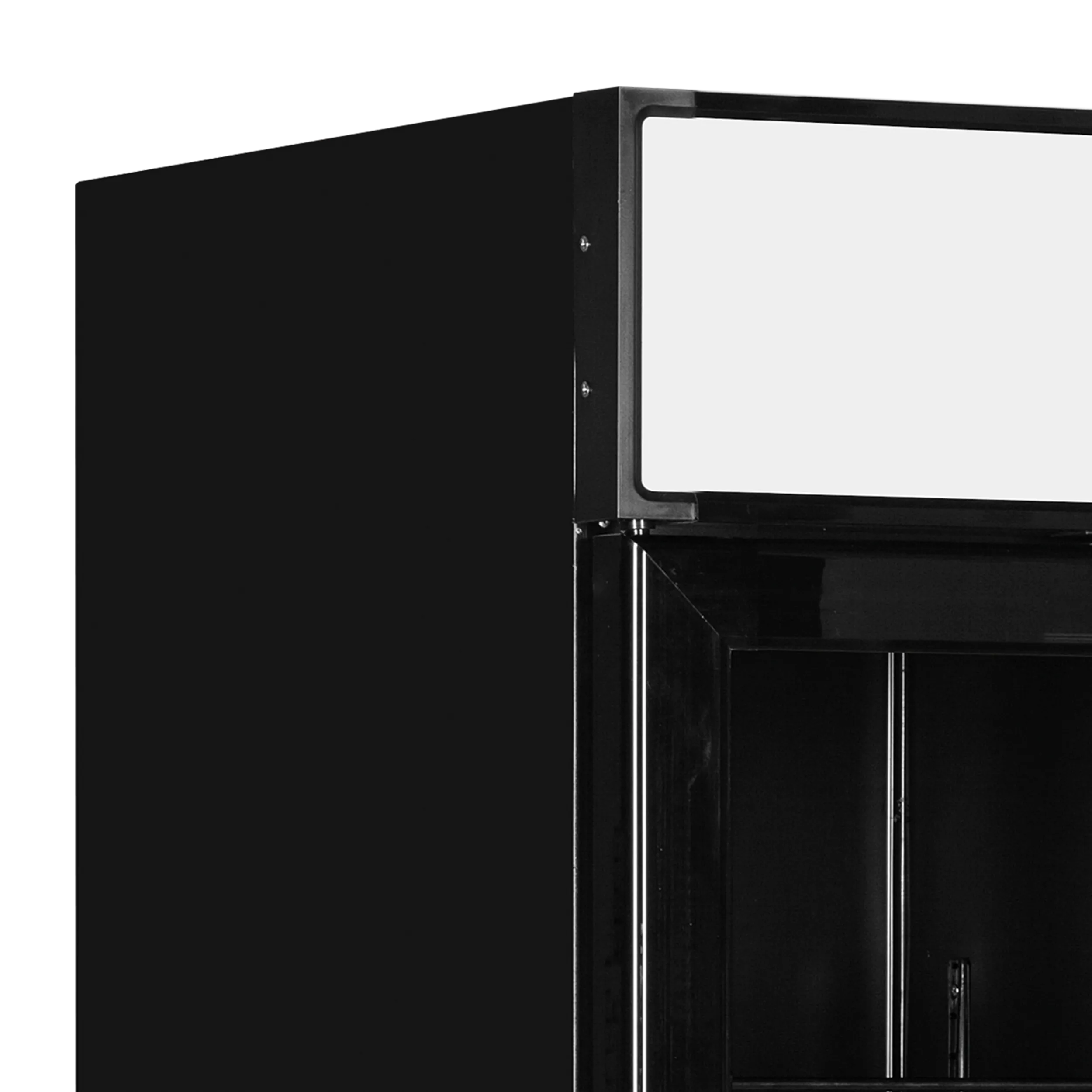 Övre del med ljusskylt på Tefcold LGC2500B Displaykyl.