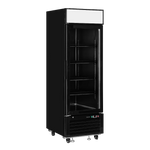Svart Tefcold LGC2500B Displaykyl med tomma hyllor och glasdörr.