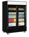 TEFCOLD LGC5000B Displaykyl fylld med dryck och matprodukter.