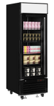 Sido- och frontvy av Tefcold LGF2500B Displayfrys med produkter.