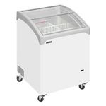 Tefcold NIC101SCEB frysbox i vit design med glaslock och hjul.