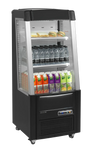 Tefcold ODC60 Kylmonter fylld med juice, vattenflaskor och smörgåsar.