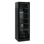 Tefcold SCU1425 FRAMELESS Displaykyl med tomma hyllor och belysning tänd.