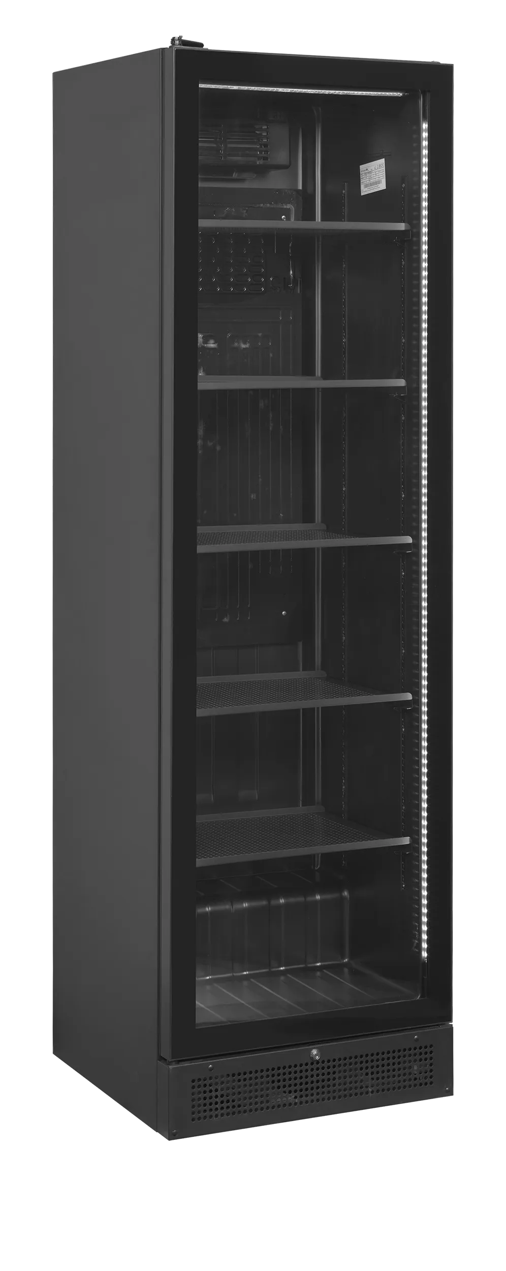 Tefcold SCU1425 FRAMELESS Displaykyl utan innehåll, sedd snett framifrån.