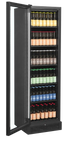 Tefcold SCU1425 FRAMELESS Displaykyl med öppen dörr och flaskor i olika färger.