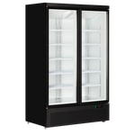 TEFCOLD Atom Maxi C2DB Displaykyl med belysta hyllor och tom inredning.