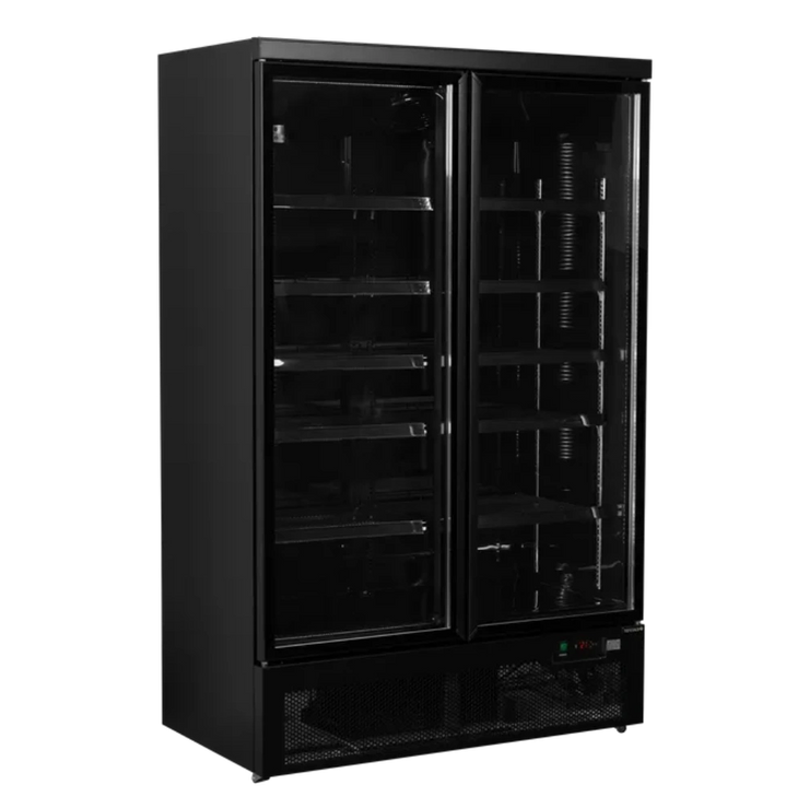 TEFCOLD Atom Maxi C2DB Displaykyl i svart design utan belysning och utan innehåll.