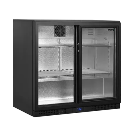 TEFCOLD BA26S barkyl i svart design med glasdörrar