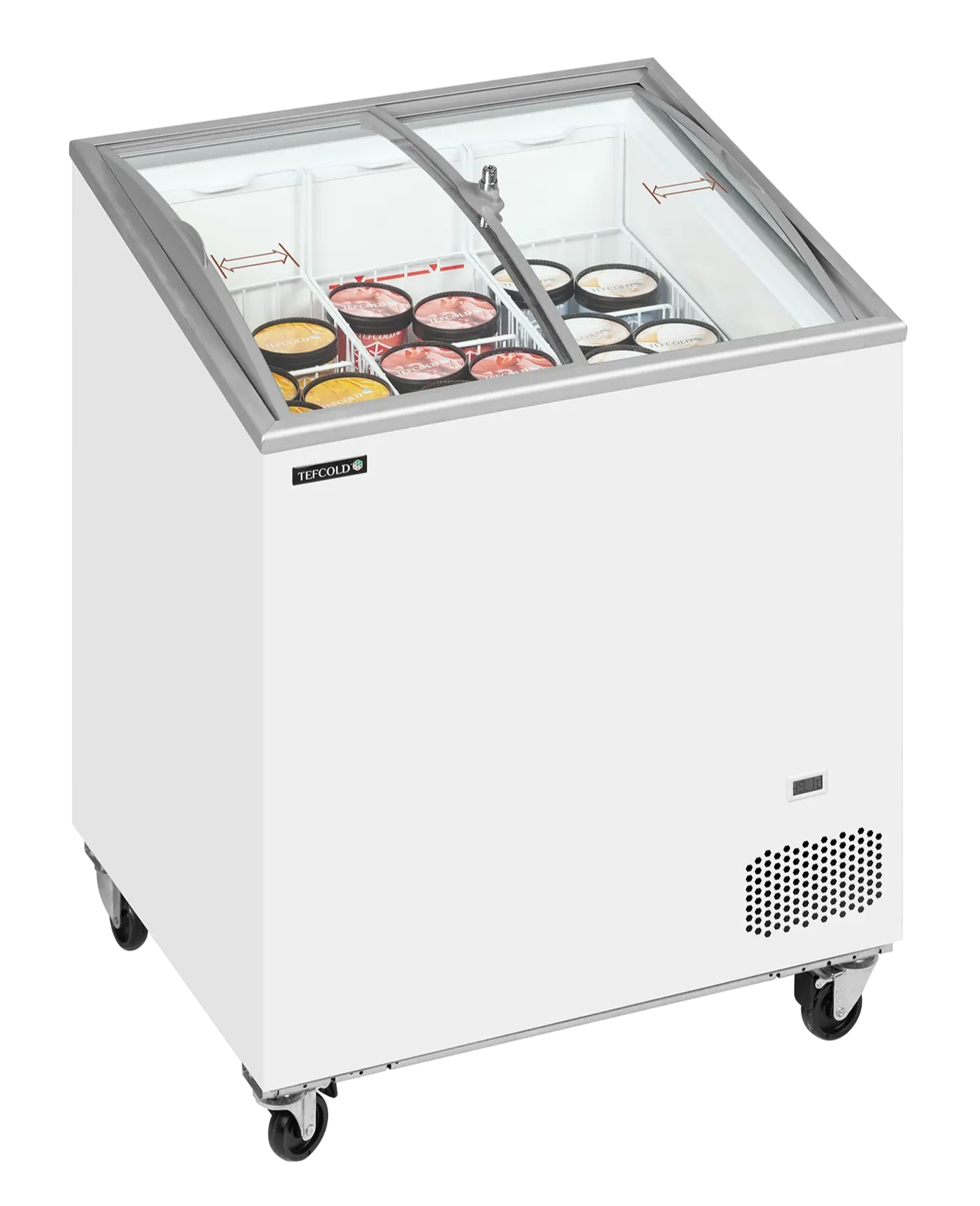 Tefcold IC201SCEB Frysbox fylld med glassförpackningar