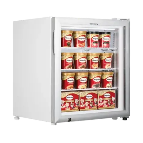 Tefcold UF100G Displayfrys fylld med glassförpackningar från Häagen-Dazs