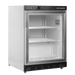 Tefcold UF200G frys med glasdörr, svart ovandel och perforerat frontgaller.