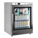 Fylld Tefcold UF200VG Displayfrys med glassförpackningar.