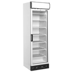 Framifrån vy av tom Tefcold UFFS371GCP Displayfrys med glasskylt