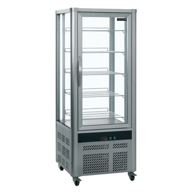 Tefcold UPD200 Kylmonter med glasdörr och fem trådhyllor, visad tom.