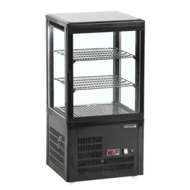 Tefcold UPD60 kylmonter i svart färg med två hyllplan och digital temperaturdisplay i fronten.