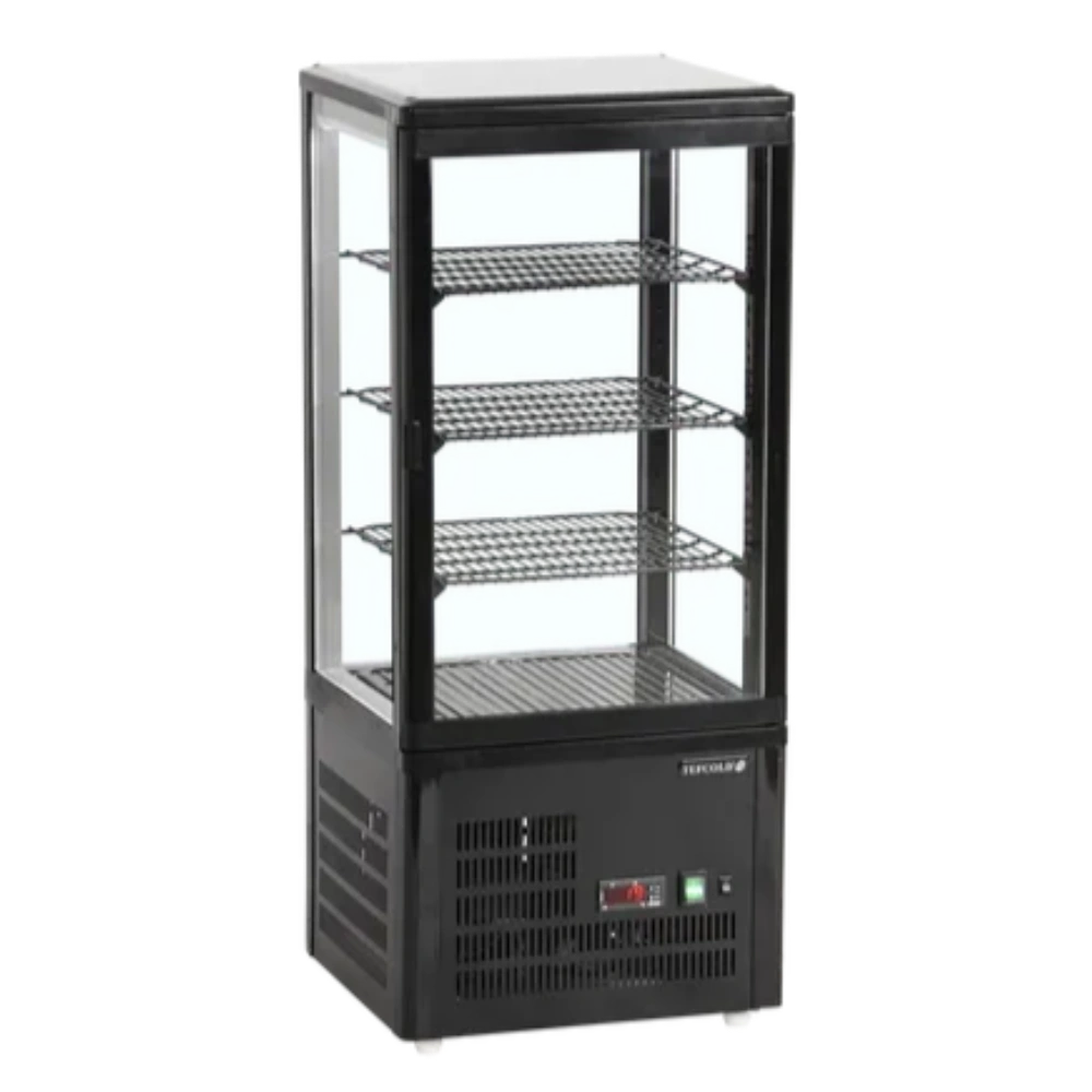 TEFCOLD UPD80 Kylmonter svart version med fyra hyllplan i glas.
