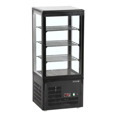 TEFCOLD UPD80 Kylmonter svart version med fyra hyllplan i glas.