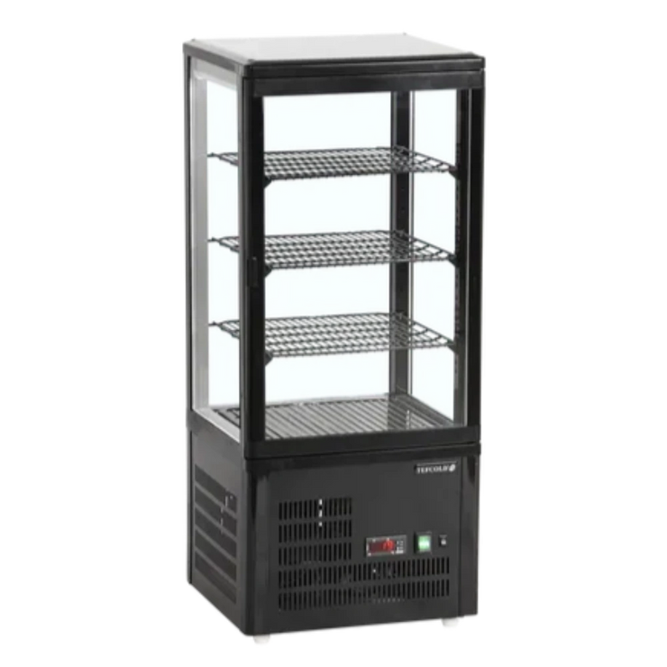 TEFCOLD UPD80 Kylmonter svart version med fyra hyllplan i glas.