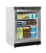 Tefcold UR200G med glasdörr fylld med livsmedel som juice och mejeriprodukter.