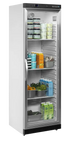 Tefcold UR400G Displaykyl fylld med matvaror och dryck på hyllorna.