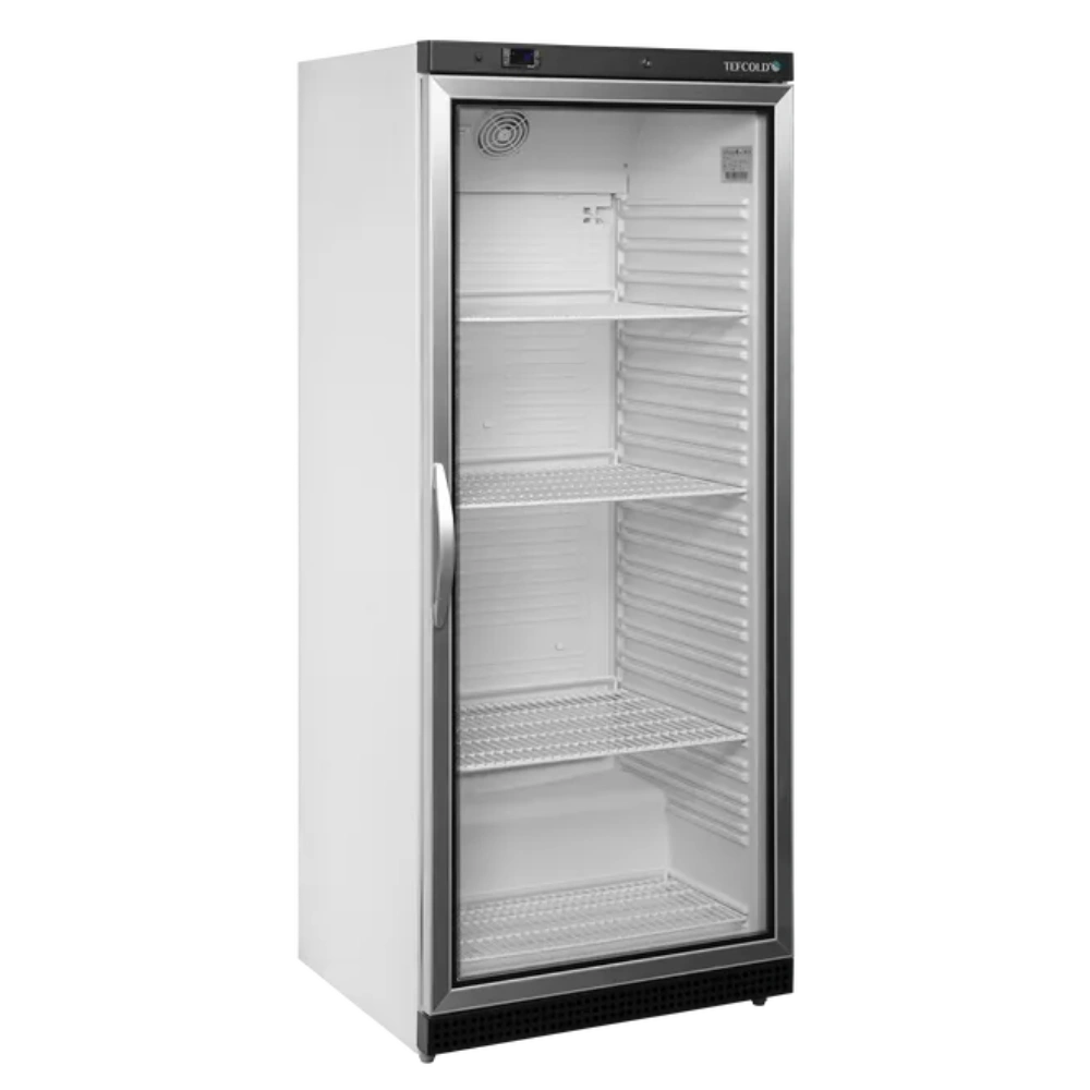 TEFCOLD UR600G Dryckeskyl med stängd glasfront och fyra hyllplan.