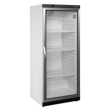 TEFCOLD UR600G Dryckeskyl med stängd glasfront och fyra hyllplan.