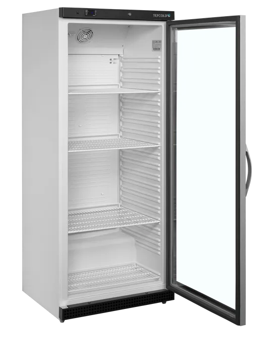 Öppen Tefcold UR600G Displaykyl med tomma trådhyllor.