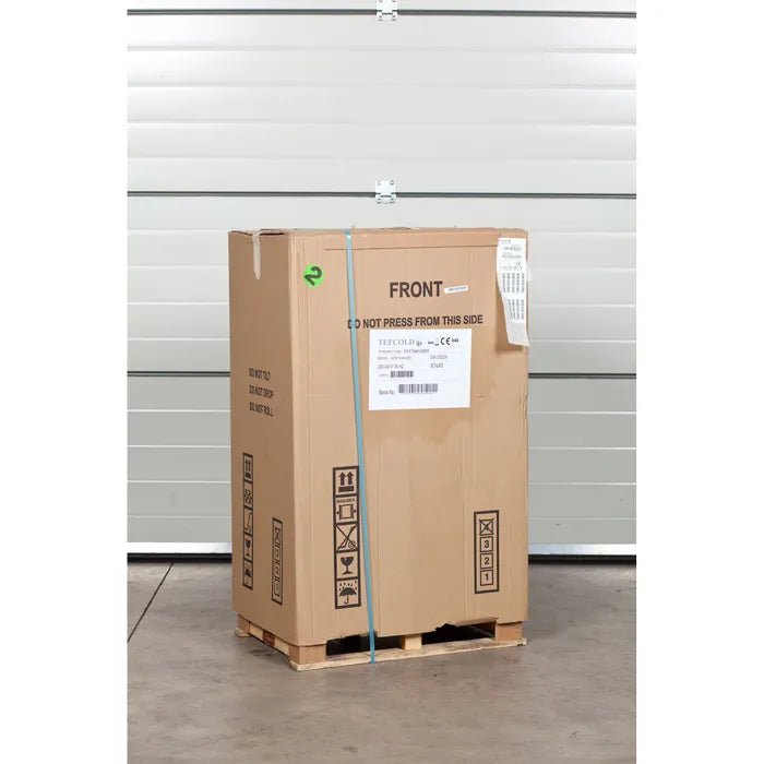 TEFCOLD VOC100 Burkkyl förpackad i kartong på pall.