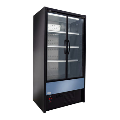 Displayvy av Zoin Cervino ES väggkyl med flera invändiga hyllor.