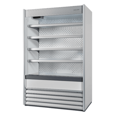 Cool Head 2NZ Väggkyl med öppet frontutförande och flera hyllplan.