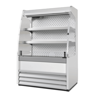 Cool Head MC Väggkyl med öppen front och flera hyllplan.