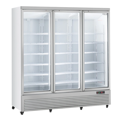 Cool Head RCG 1900 Displaykyl med tre glasdörrar och flera hyllplan.
