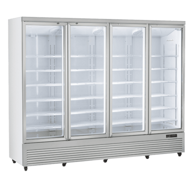 Vit Cool Head RCG 2500 displaykyl med fyra glasdörrar.