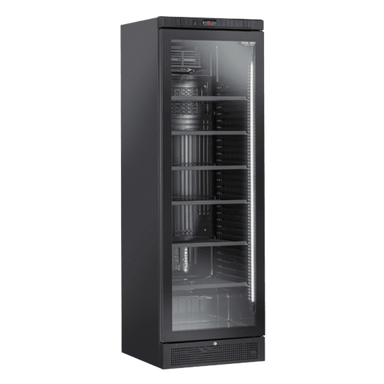 Cool Head TKG 390BF svart displaykyl med glasdörr och LED-belysning.