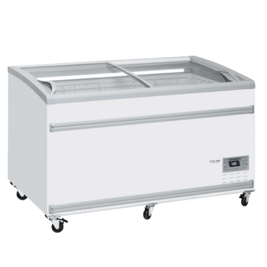 Cool Head VF 1450SW Frysbox med skjutbara glaslock i vit modell.