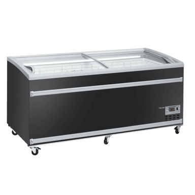 Cool Head VF 1900VB Frysbox i svart med glaslock och hjul.