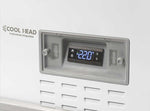Digital display på Cool Head VF 2500SW frysbox som visar -22 grader.