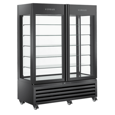 Cool Head VFP 804B Kylmonter med dubbla glasdörrar och glashyllor.