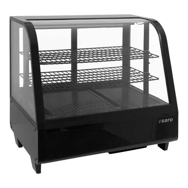 SARO KATRIN kylmonter i svart utförande med två hyllplan och stilren glasfront.