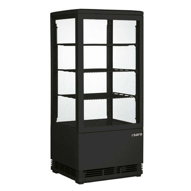SARO SC 80 Kylmonter i svart utförande med glasväggar och hyllor.
