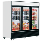 TEFCOLD LGF7500 displayfrys fylld med glass och frysta varor